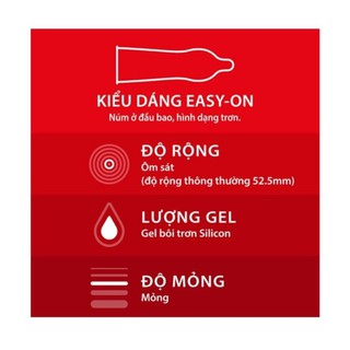 Bao cao su Durex Fetherlite 3 cái (BCS durex đỏ)