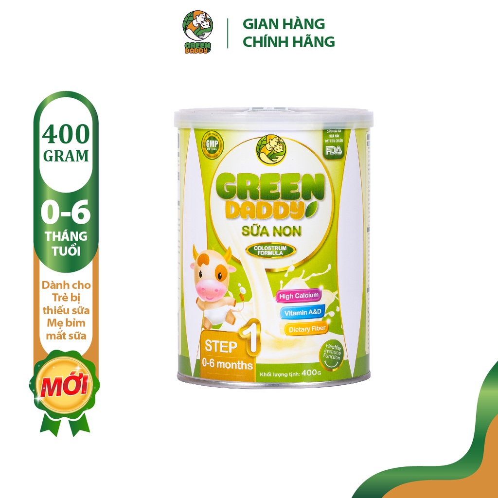 Green Daddy Sữa Non Rau Xanh Hữu Cơ Formula, sữa tăng cường sức đề kháng, dành cho trẻ từ 0 - 6 tháng tuổi, 400G