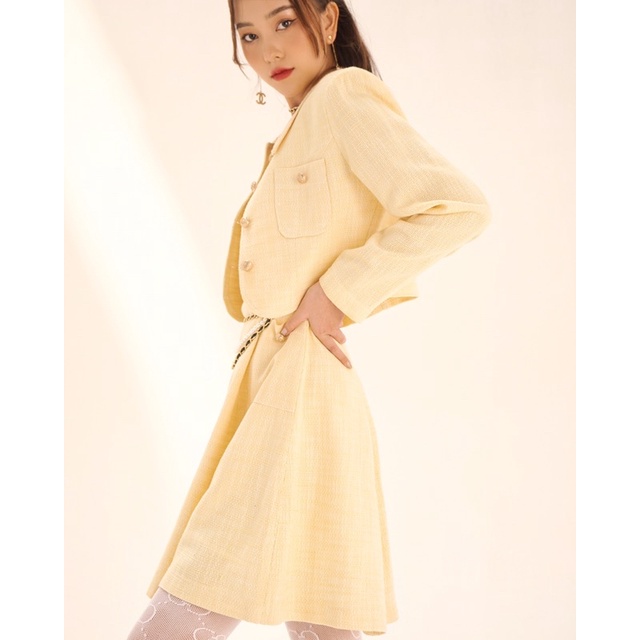THE19CLUB - Set váy áo tweed vàng - CHI CHI SET