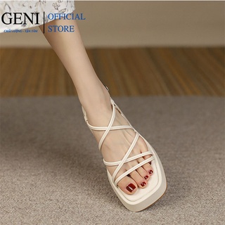 Sandal đế bánh mì đan dây mẫu hot trend geni 028
