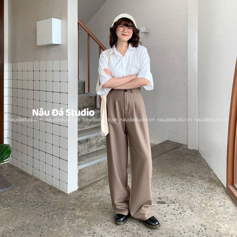 QUẦN SUÔNG NÂU TÂY DÀI 100CM  - NÂU ĐÁ STUDIO.