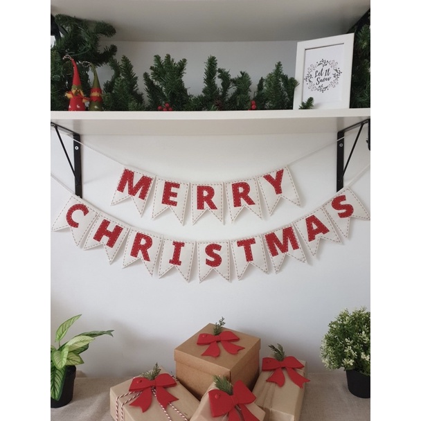 Dây cờ giấy Merry christmas trang trí giáng sinh