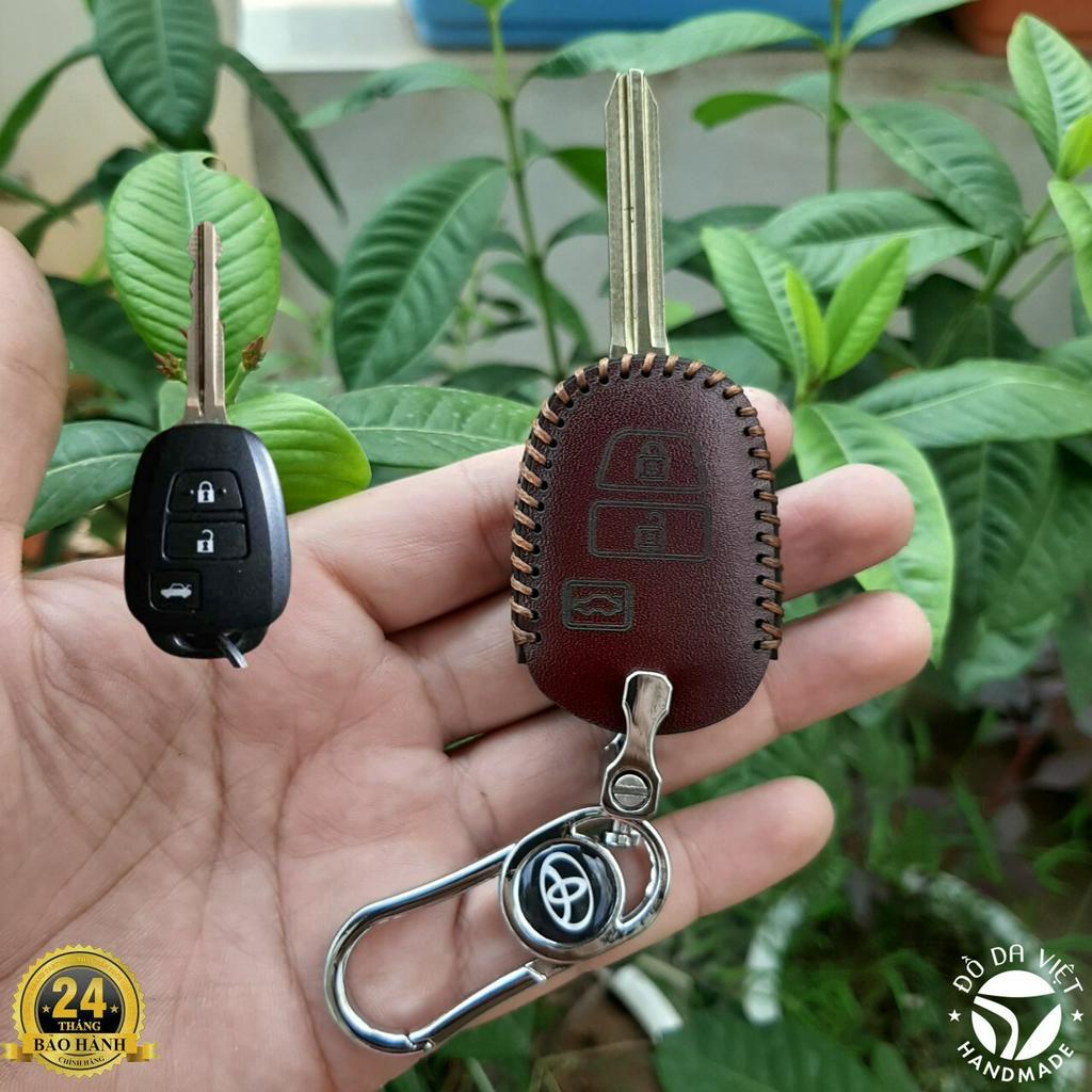 Bao Da Chìa Khóa xe TOYOTA Vios E&G 2014-2018, Vios E2019-2020.Da Bò Nhập Khẩu, Khắc Tên + Số ĐT Chủ Xe
