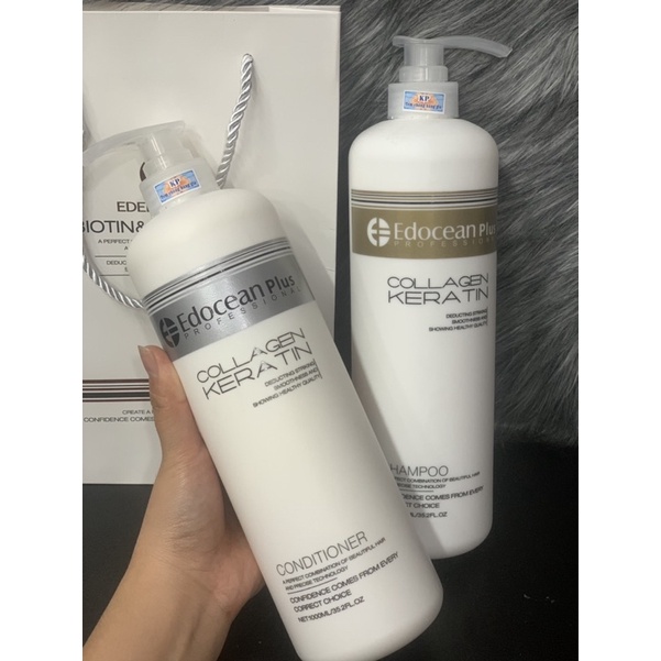 Dầu gội dầu xả (dầu cặp ) EDOCEAN siêu mềm mượt, chống gãy rụng tóc phục hồi tóc hư tổn phù hợp với tóc dầu cặp 1000ml