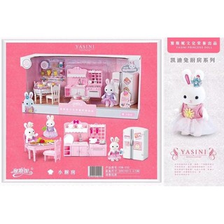 Bộ búp bê nhà thỏ phòng bếp