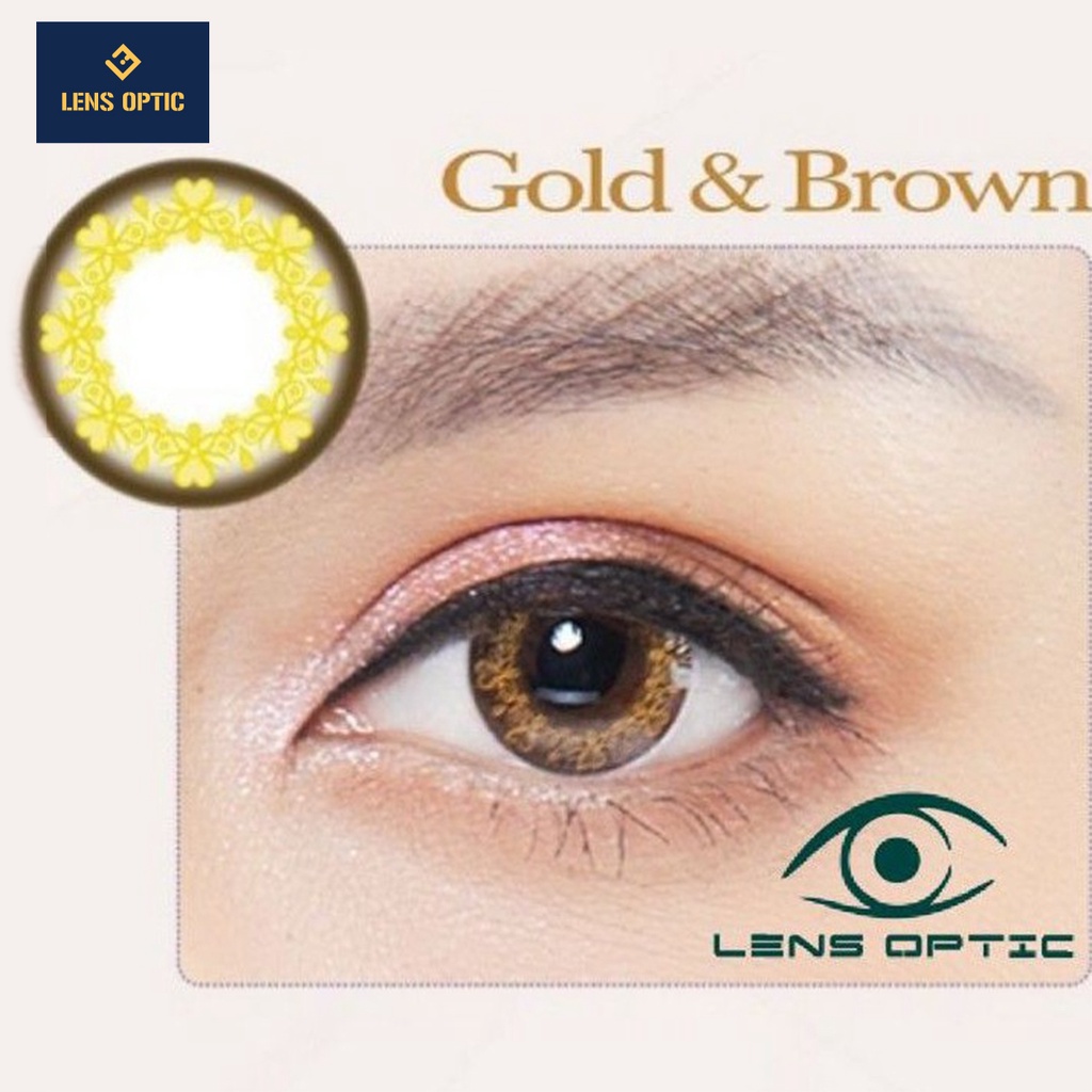 Kính áp tròng 1 tháng SEED có màu Gold Brown có độ cho mắt cận - Lens Optic