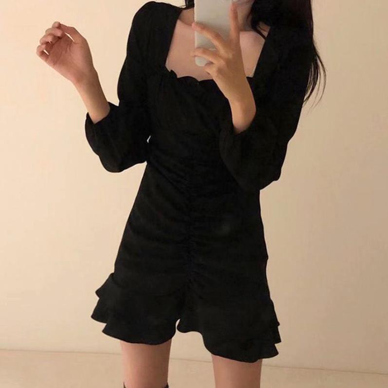 Váy ulzzang nữ dáng xòe đuôi cá ôm body, Đầm trắng ulzzang dài tay dự tiệc - Roxie  ྇