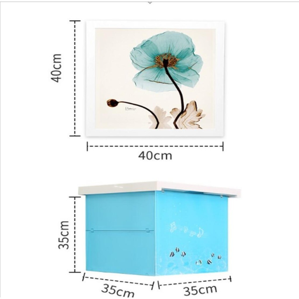 Tủ nhựa mini treo tường hình bức tranh trang trí size 40 x 40 cm | Tủ để đồ nhà tắm chống thấm nước