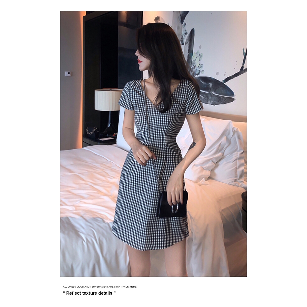 SUXI Đầm nữ đơn giản cổ điển thời trang phong cách Hàn Quốc