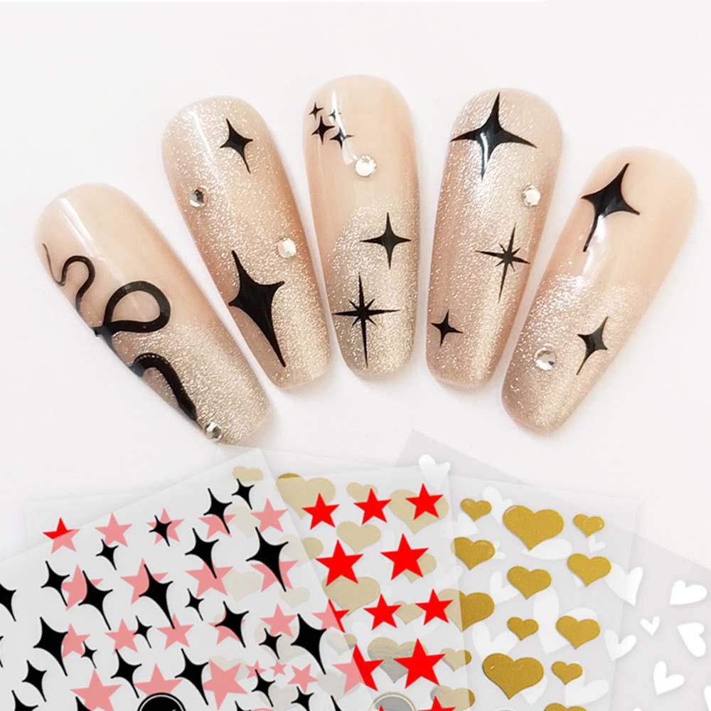 USNOW Miếng Dán Móng Tay Tự Dính Họa Tiết Trái Tim Nhỏ 3D Màu Trắng Trang Trí Móng Tay