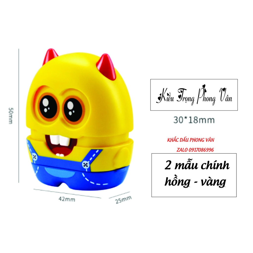 KHẮC DẤU TÊN HÌNH MINION HỒNG- VÀNG MỚI NHẤT ĐẸP