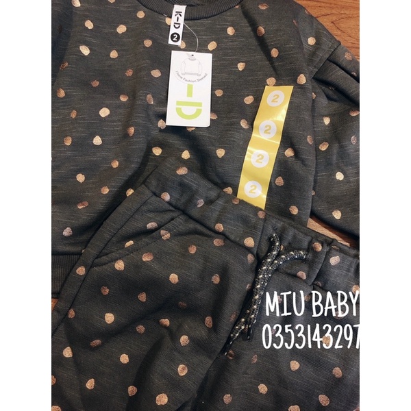 Set bộ nỉ lót bông bé gái 3 màu du xịn