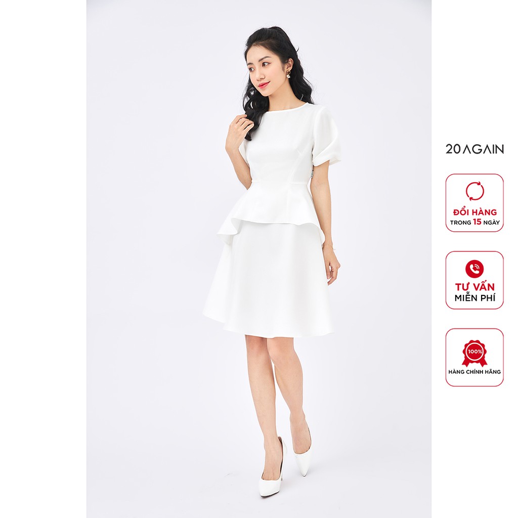 Váy xòe 2 tầng ngắn tay 20AGAIN, thiết kế tiểu thư bồng bềnh tôn dáng DEW1088 | BigBuy360 - bigbuy360.vn