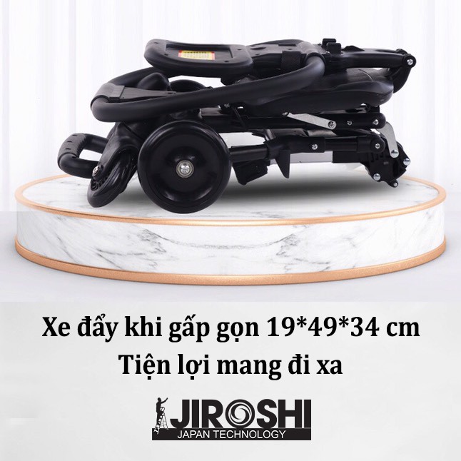 Xe đẩy du lịch gấp gọn JIROSHI tặng kèm ĐỆM LÓT - Xe đẩy cho bé GẤP GỌN THÔNG MINH - TRỌNG LƯỢNG SIÊU NHẸ -[Nhỏ]