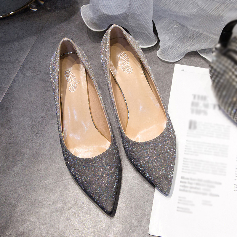 Giày Cao Gót Mũi Nhọn Đính Đá Màu Sắc Thời Trang Sang Trọng Cho Nữ