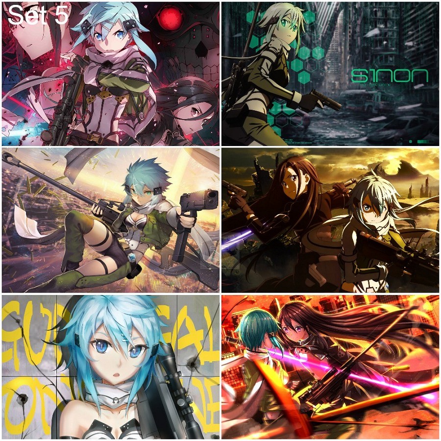 Bộ 6 Áp phích - Poster Anime Sword Art Online - Đao Kiếm Thần Vực (bóc dán) - A3,A4,A5