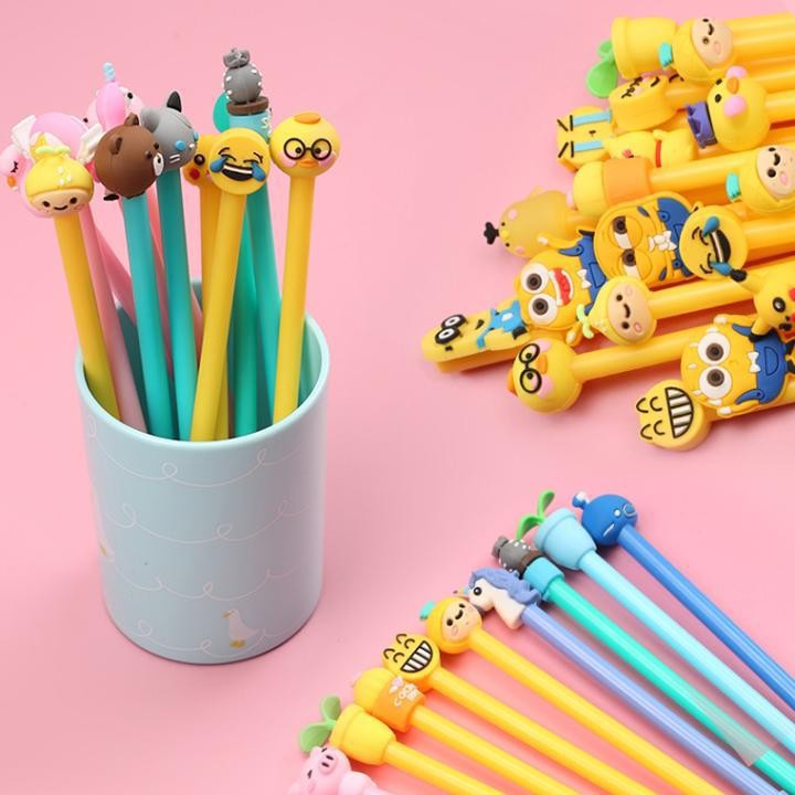 Set 20 chiếc bút bi mực nước siêu xinh nhiều hình cute, Bút mực nước dạng gel màu xanh/đen