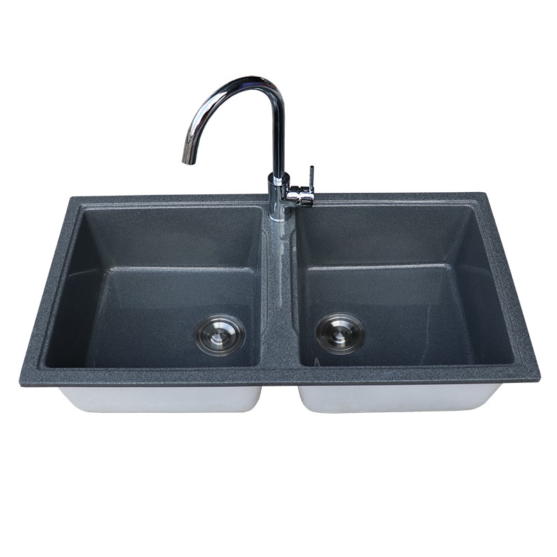 Chậu rửa chén bằng đá nhân tạo, hai hộc đều 94x48cm