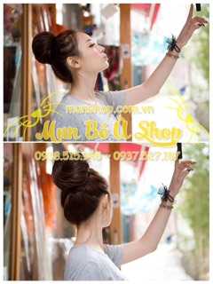 Tóc búi tròn dạng dây rút - tóc búi  - Mun Bé Ù shop