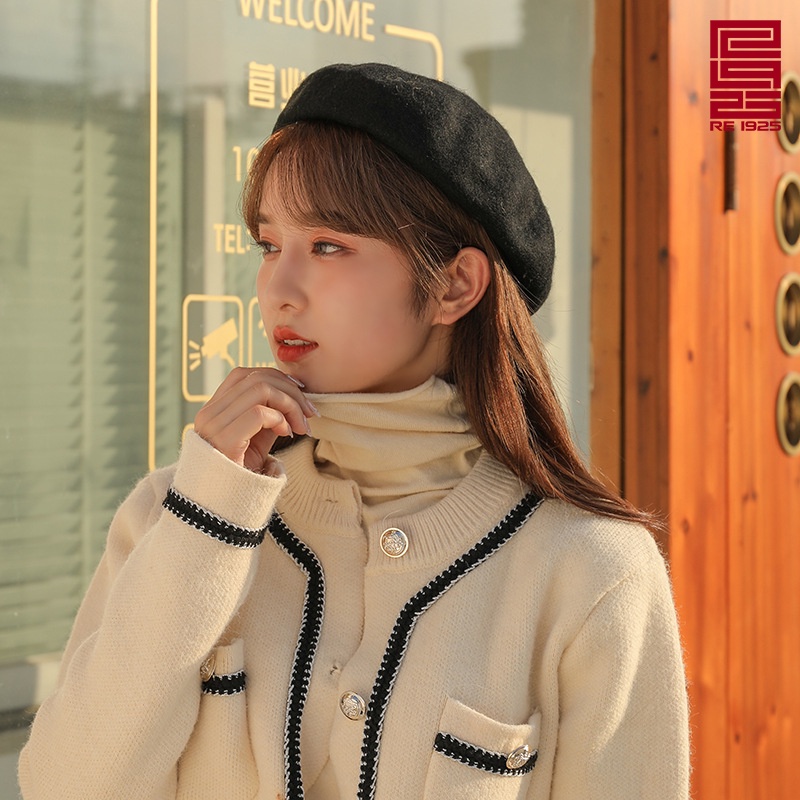 Mũ nồi - nón beret nữ dạ họa tiết caro phong cách Ulzzang Hàn Quốc Re1925 Studio BR06