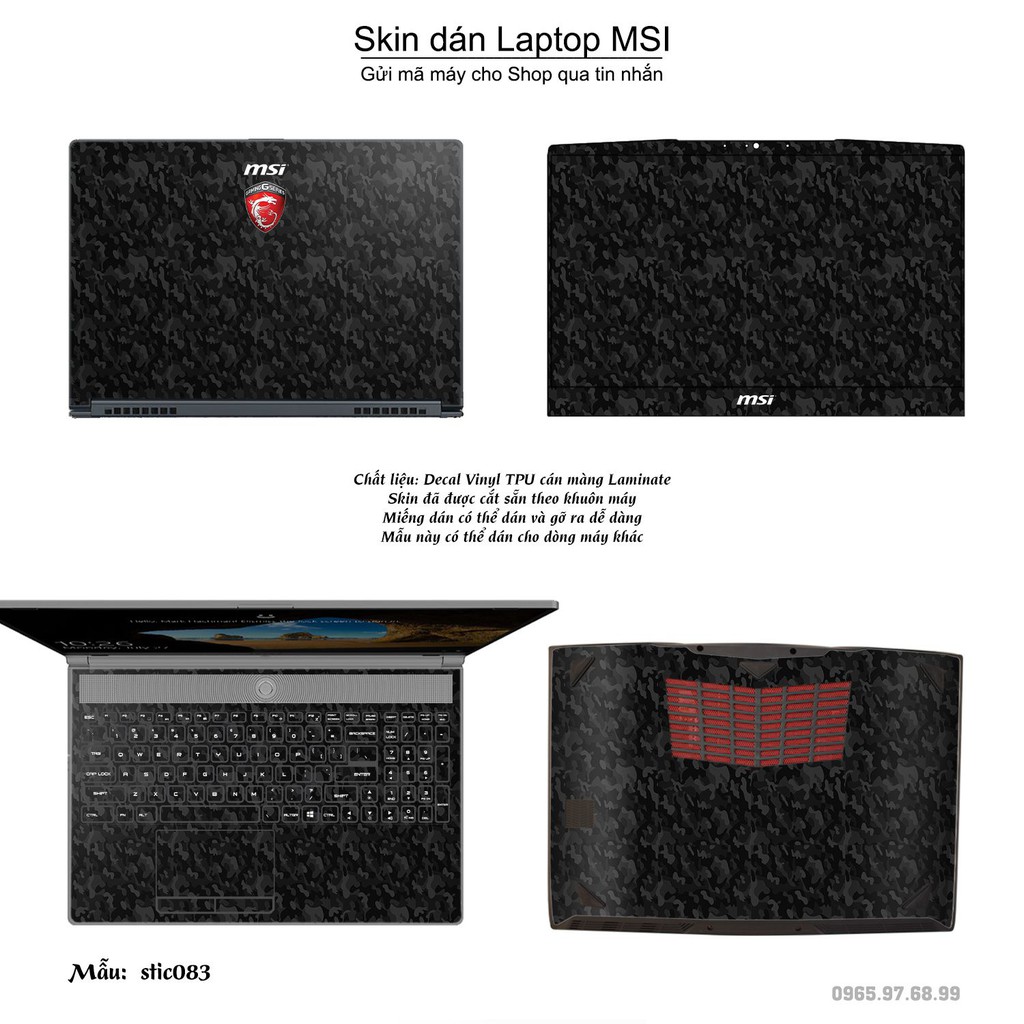 Skin dán Laptop MSI in hình Hoa văn sticker _nhiều mẫu 14 (inbox mã máy cho Shop)