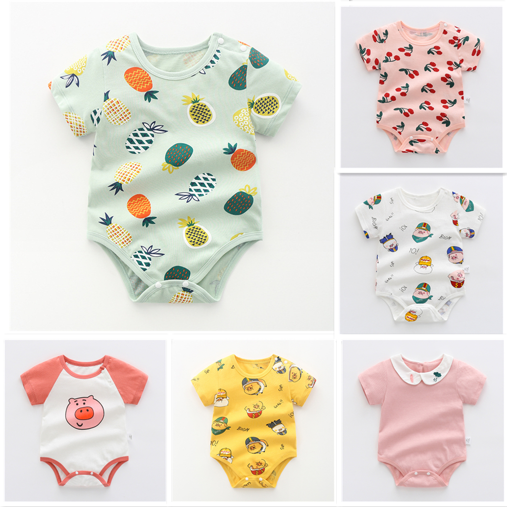Áo liền quần ngắn tay chất liệu cotton dành cho trẻ nhỏ mới sinh