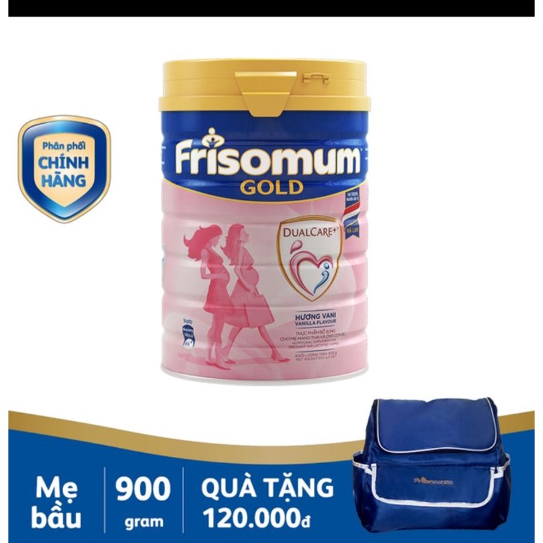 Sữa bầu Frisomum Gold hương cam 900g tặng 1 túi đeo cho mẹ