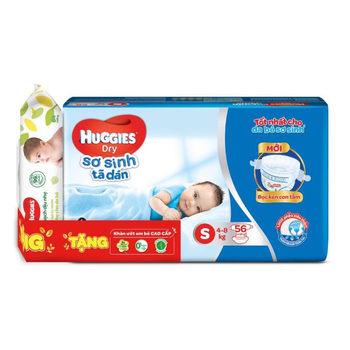 [Chính Hãng Giá Tốt Cộng] Tã Dán Huggies Size S 56+6 - S88+8 miếng Cho Bé 4 - 8kg