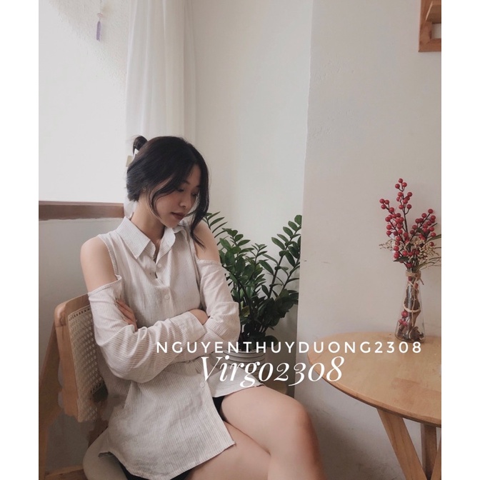 [Hàng Sẵn-Video]ÁO SƠMI ĐŨI CUT OUT-ÁO SƠMI HỞ VAI TRENDY | BigBuy360 - bigbuy360.vn