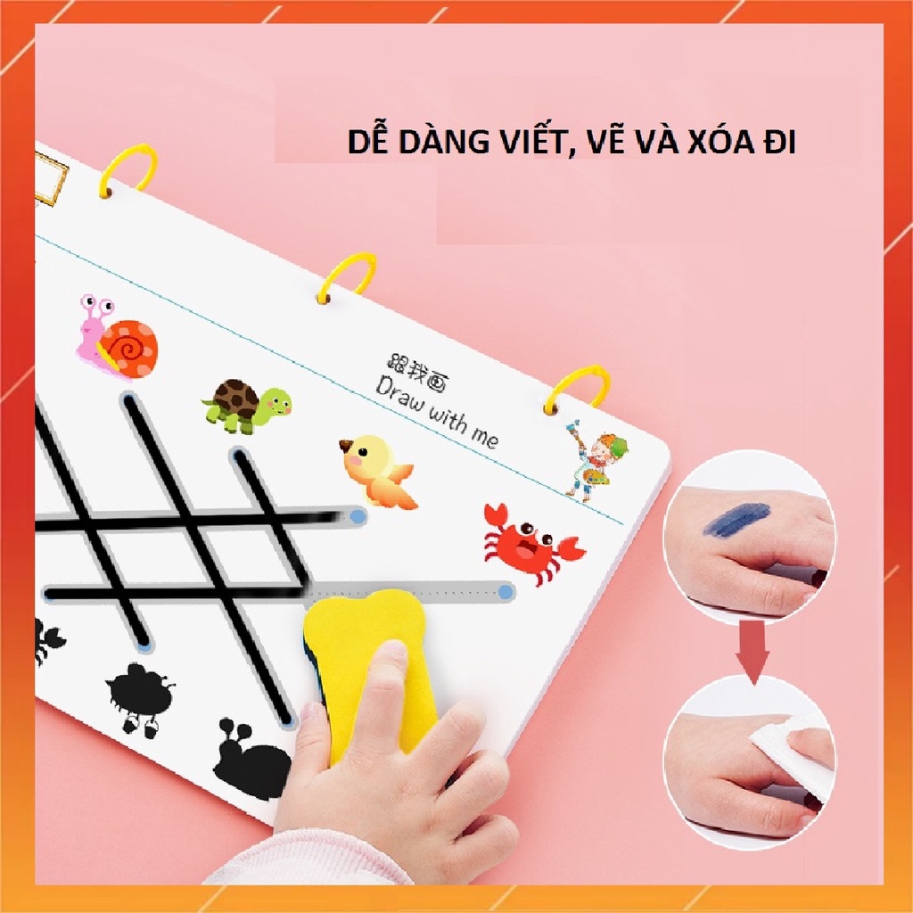 Đồ chơi Montessori sách vẽ và xóa được cho bé, chất liệu cao cấp, giáo dục sớm cho trẻ từ 1+