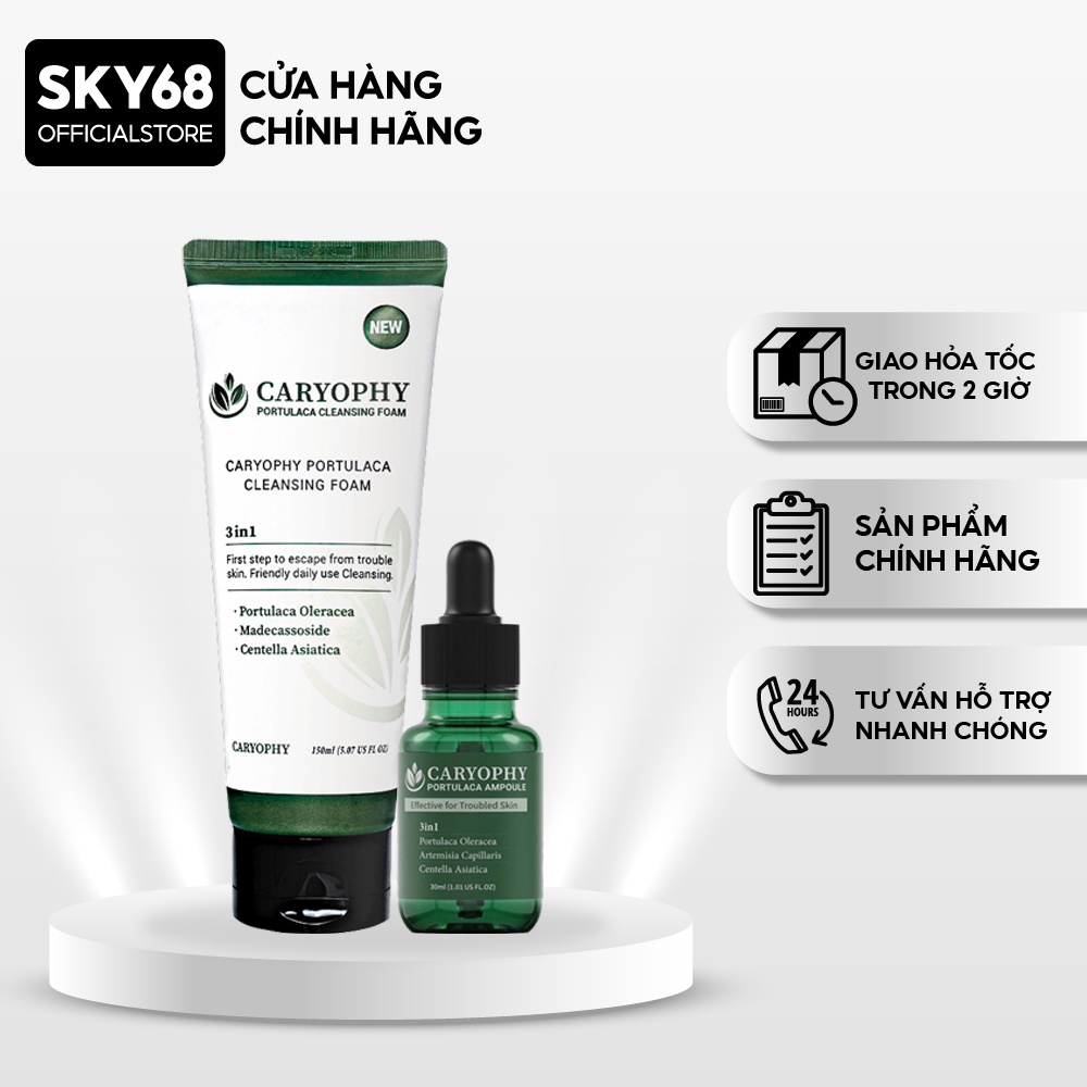 Combo 2 Sản Phẩm Caryophy Portulaca (Sửa Rửa Mặt 150ml + Serum 10ml)