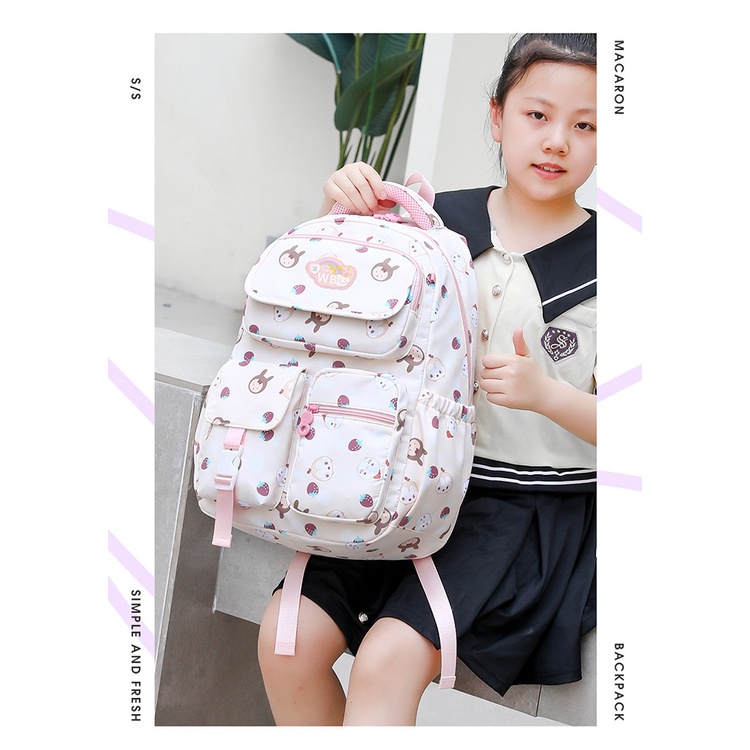 Balo cho bé gái cặp sách học sinh trẻ em size lớn đi học cấp 1 màu sắc dễ thương đáng yêu vải cao cấp 3253