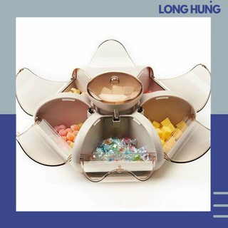 KHAY ĐỂ MỨT TẾT-KHAY BÁNH HÌNH HOA TỰ BUNG NẮP 6 CÁNH(KM6N)