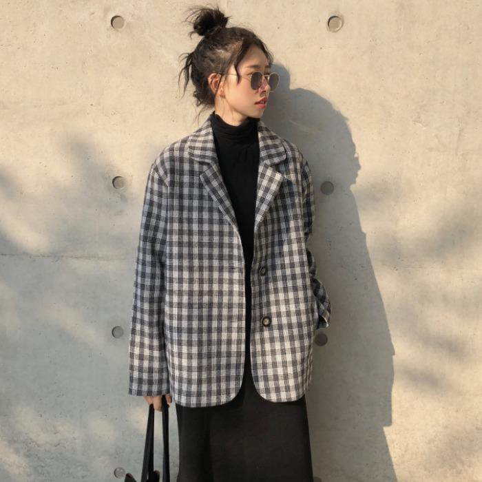 Áo Khoác Tay Dài Dáng Rộng Kẻ Sọc Kiểu Hàn Quốc Cá Tính Cho Nữ | BigBuy360 - bigbuy360.vn