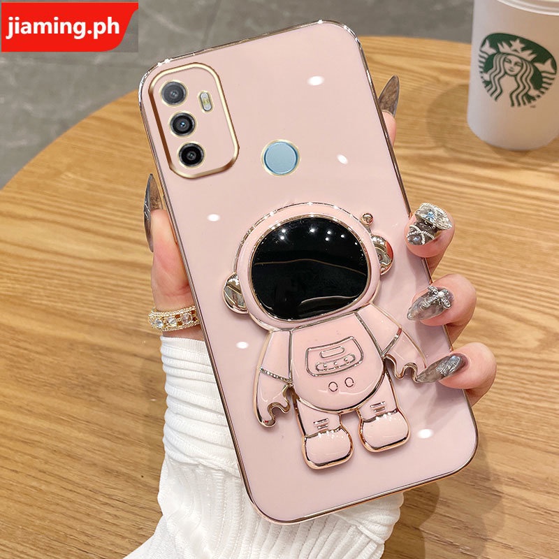 Ốp Điện Thoại Mềm Mạ Điện Hình Phi Hành Gia 3D Có Giá Đỡ Cho OPPO A53 2020 A33 2021 A53S
