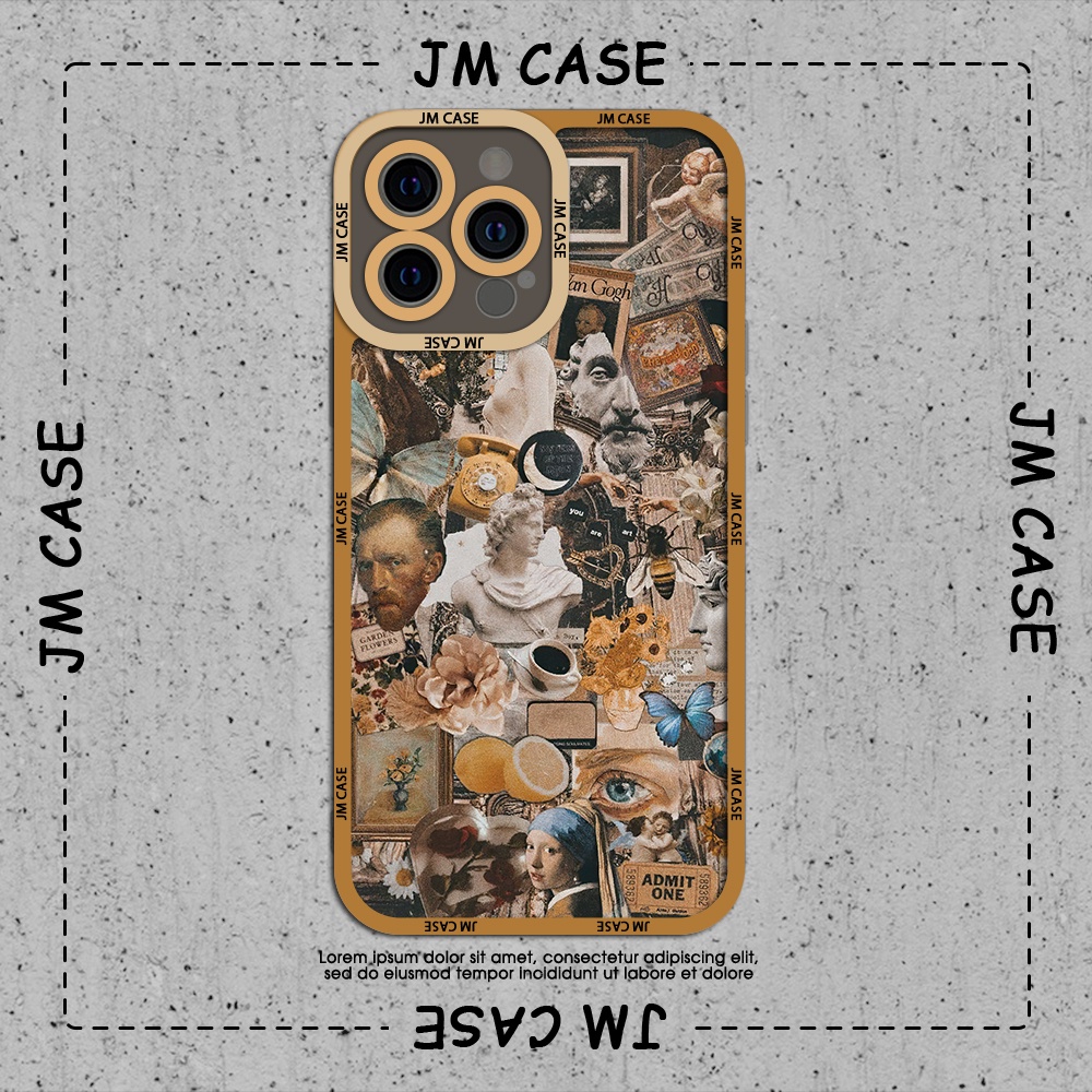 Ốp lưng iphone cạnh vuông JM CASE tranh sơn dầu van gogh collage 6plus/6s/6splus/7/7plus/8/8plus/x/xs/11/12/pro/max/plus