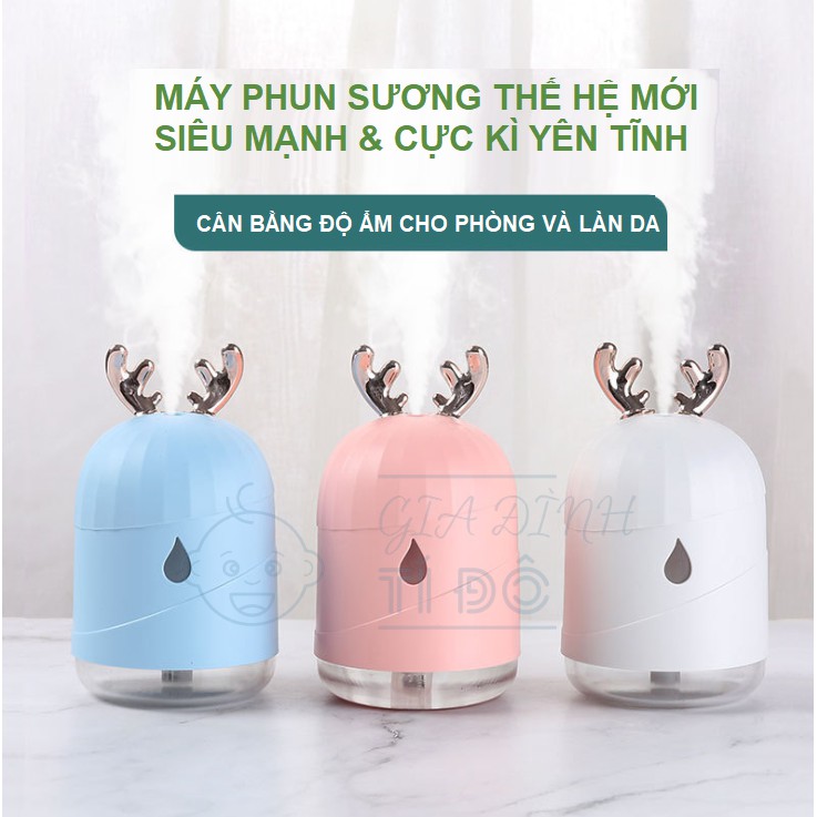 Máy Phun Sương Tạo Độ Ẩm Thế Hệ Mới Dung Tích 220ml Kết Hợp Với Đèn Ngủ Led Đổi Màu Siêu Đẹp Phù Hợp Nhà,Văn Phòng