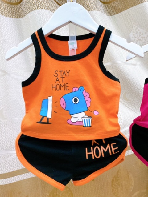 Đồ bộ bé gái cotton co giãn form thể thao siêu cute cho bé từ 8-24kg