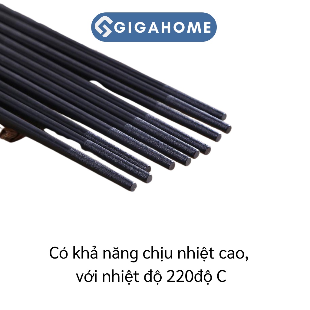 Bộ 10 Đôi Đũa Ăn GIGAHOME Hợp Kim Màu Đen Chịu Nhiệt Cao, Chống Trượt Sang Trọng 7995