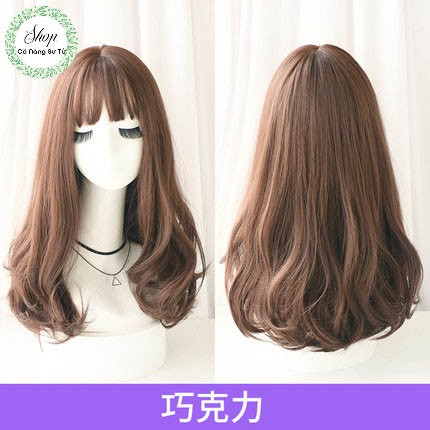 Tóc giả nữ nguyên đầu, ngắn ngang vai xoăn đuôi, tóc sợi tơ không bóng, mềm mượt tự nhiên - Cô nàng sư tử