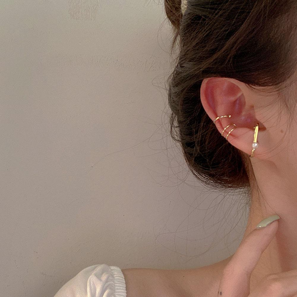 Khuyên Kẹp Sụn Tai Bằng Hợp Kim Họa Tiết Hình Học Kiểu Pháp