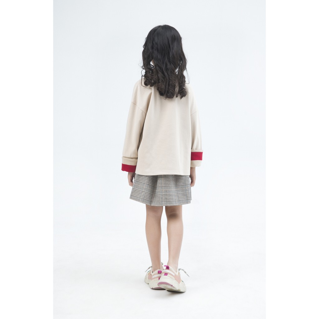 Áo thun dài tay cổ khóa kéo bé gái IVY moda MS 58G0670