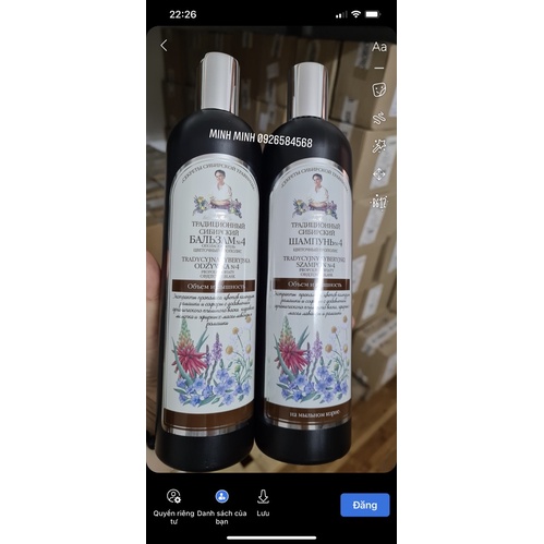 Bộ Gội Xả Agafia No4 Keo Ong Phấn Hoa 550 ml.(chính hãng 100%)