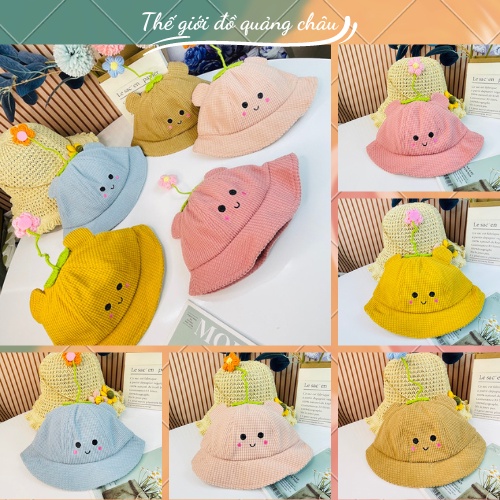 Mũ nón rộng vành đính hoa trên đầu siêu cute dành cho bé trai, bé gái - Hàng Quảng Châu (M26)