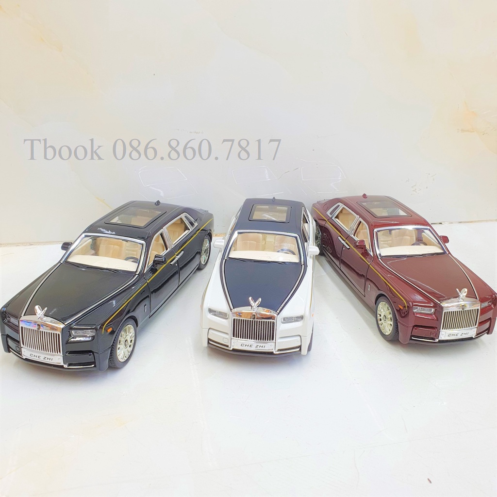 Mô hình xe ô tô Rolls-Royce Phantom VIII tỉ lệ 1:24 Chezhi đẹp như xe thật, thiết kế tinh xảo màu Đen, Trắng, Đỏ