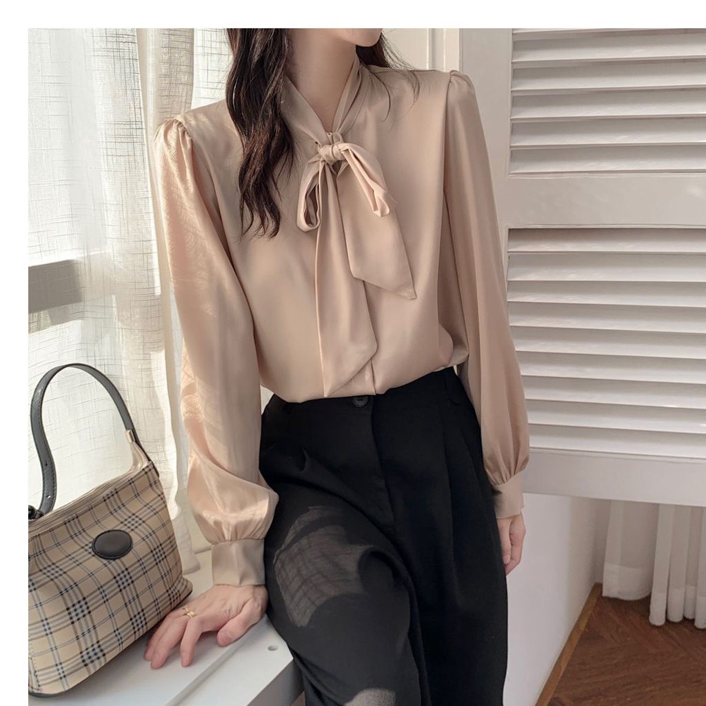 Áo Sơ Mi Trắng Tay Dài Vải chiffon áo sơ mi  JL-CX-10