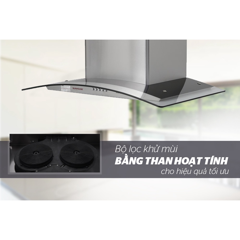 Combo Bếp từ đôi Sunhouse SHB9101+ Máy hút mùi kính cong Sunhouse SHB6629