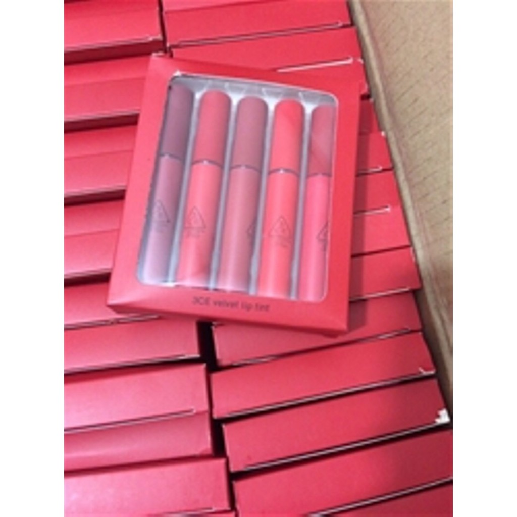 set 5 cây son kem lì tone đỏ