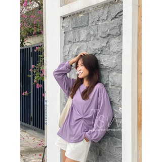 Áo sweater thun xoắn eo (Ảnh thật)