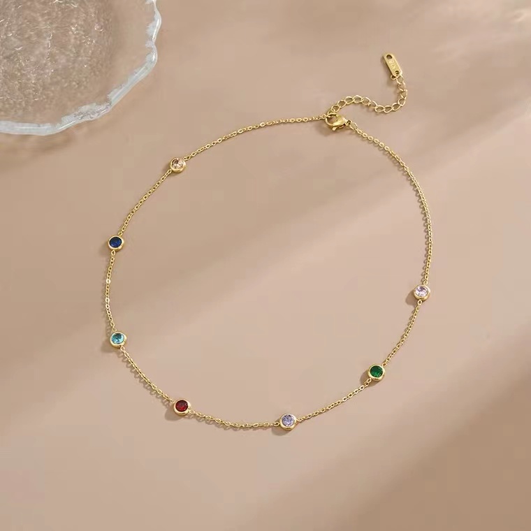 Vòng tay thép titan mạ vàng 18K nhiều màu sắc thiết kế dạng xích thời trang làm quà tặng cho nữ
